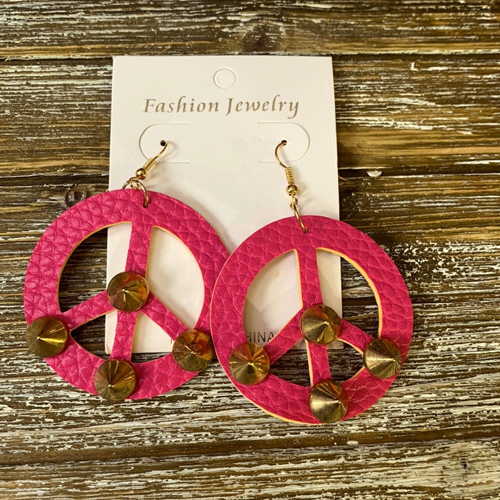 Pink peace ☮️ earrings